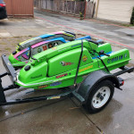 Two Stand Up Jet Ski 440s and Trailer Package with extra parts