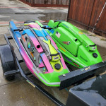 Two Stand Up Jet Ski 440s and Trailer Package with extra parts