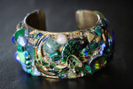 Vintage brass and stone cuff
