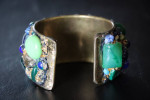 Vintage brass and stone cuff
