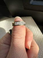 14k gold ring with 16 baguette cut diamonds