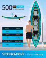 NEW OCEANBROAD V1 Inflatable Sit-in Kayak, with Paddles