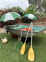 Vintage Valco 8ft Aluminum Fishing Boat w Accessories