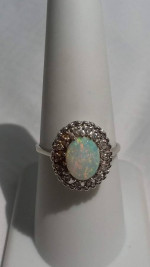 1.25 Carat Opal & Diamond 14K 3.3 Grams Retail Price $1250