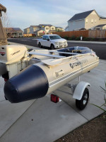 INFLATABLE BOAT, MOTOR, TRAILER