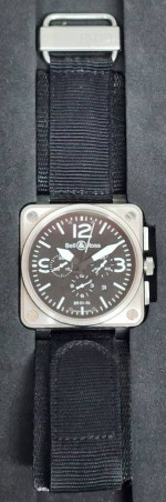 BELL & ROSS BR 03-92 Black Steel Aviation Chronograph Watch