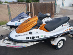 Pr. (2) Kawasaki STX 12F 3-Seat 4-Stroke Jetskis + Trailer