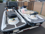 Pr. (2) Kawasaki STX 12F 3-Seat 4-Stroke Jetskis + Trailer
