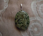 Pendant-Oval Polished-SS bail-Length 2.25"-Green Jasper Stone