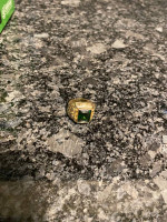 Emerald & Cz 10K Yellow Gold Mens Ring. | 7.2 Grams
