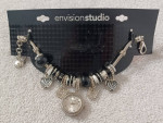 Envision Studio Zebra Theme Charm Bracelet w Rhinestones, Watch Face