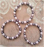 Bracelets Pearl -Set of 3-Stretch 10mm-Shades of Purple