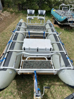 NRS cataraft with custom frame and trailer