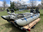 NRS cataraft with custom frame and trailer