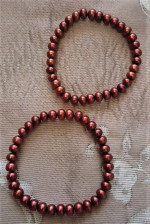 Necklace Pearl 52" & Set of 2 Matching 7" Bracelets-Cherry Red-Honora
