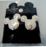 NEW Disney Mickey Enamel Stud Earrings Silver/Cream 1"