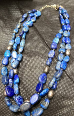 Necklace - 17" + 2" Extender - Lapis Multistrand