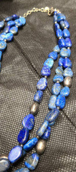 Necklace - 17" + 2" Extender - Lapis Multistrand