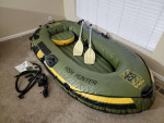 Sevylor HF250 Fish Hunter Inflatable Boat Raft w/ pump & oars