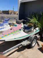 Vintage Kawasaki jet skis with trailer