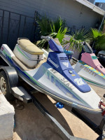 Vintage Kawasaki jet skis with trailer