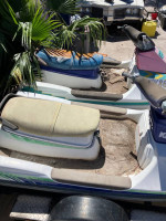 Vintage Kawasaki jet skis with trailer