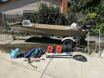 Valco 14' jon boat (P-14), trailer, motor, etc