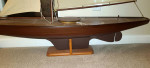 Large scale Pond yacht handcrafted from timber, cotton sails, stand...