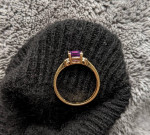 Vintage Amethyst and Diamond Ring, 14K Yellow Gold (stamped)