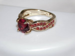 LADIES ORNATE RED TOPAZ SIZE 6 COSTUME JEWELRY RING