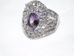 NEW LADIES PURPLE & WHITE TOPAZ RING ~ SIZE 9 ~ FINE COSTUME RING