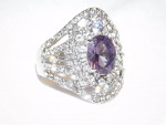 NEW LADIES PURPLE & WHITE TOPAZ RING ~ SIZE 9 ~ FINE COSTUME RING