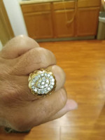 Large 10k gold nugget ring with 2ct diamonds