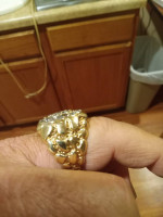 Large 10k gold nugget ring with 2ct diamonds