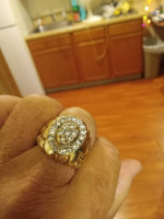 Large 10k gold nugget ring with 2ct diamonds