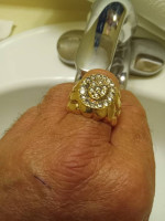 Large 10k gold nugget ring with 2ct diamonds