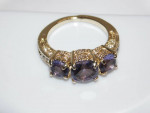 LADIES PURPLE TOPAZ SIZE 7.5 ART DECO COSTUME RING