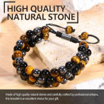 BRACELET - Tiger Eye,  Black Obsidian, and Hematite Triple Protection