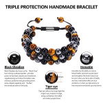 BRACELET - Tiger Eye,  Black Obsidian, and Hematite Triple Protection