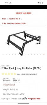 JT Bed Rack Jeep Gladiator/ Toyota Tundra 2020 +