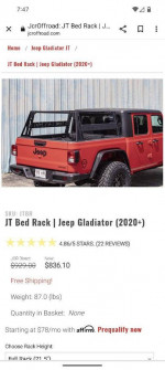 JT Bed Rack Jeep Gladiator/ Toyota Tundra 2020 +