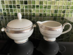 MIKASA Palatial Platinum Fine China Covered Sugar Bowl / Creamer