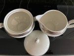 MIKASA Palatial Platinum Fine China Covered Sugar Bowl / Creamer