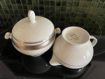 MIKASA Palatial Platinum Fine China Covered Sugar Bowl / Creamer