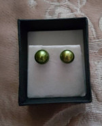 Earrings Pearl Stud -Honora-Shades of Green-5 or 7mm NEW. Your choice@