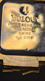 18K Gold Nugett Style plated Vintage Bulova watch