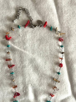 Genuine Coral, Jasper, Howlite Turquoise Beaded Necklace