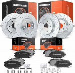 A-Premium Front and Rear Drilled and Slotted Disc Brake Rotors + Ceram
