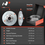 A-Premium Front and Rear Drilled and Slotted Disc Brake Rotors + Ceram