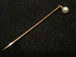14k rose gold with pearl stick pin /lapel -hat -tie brooch V G cond